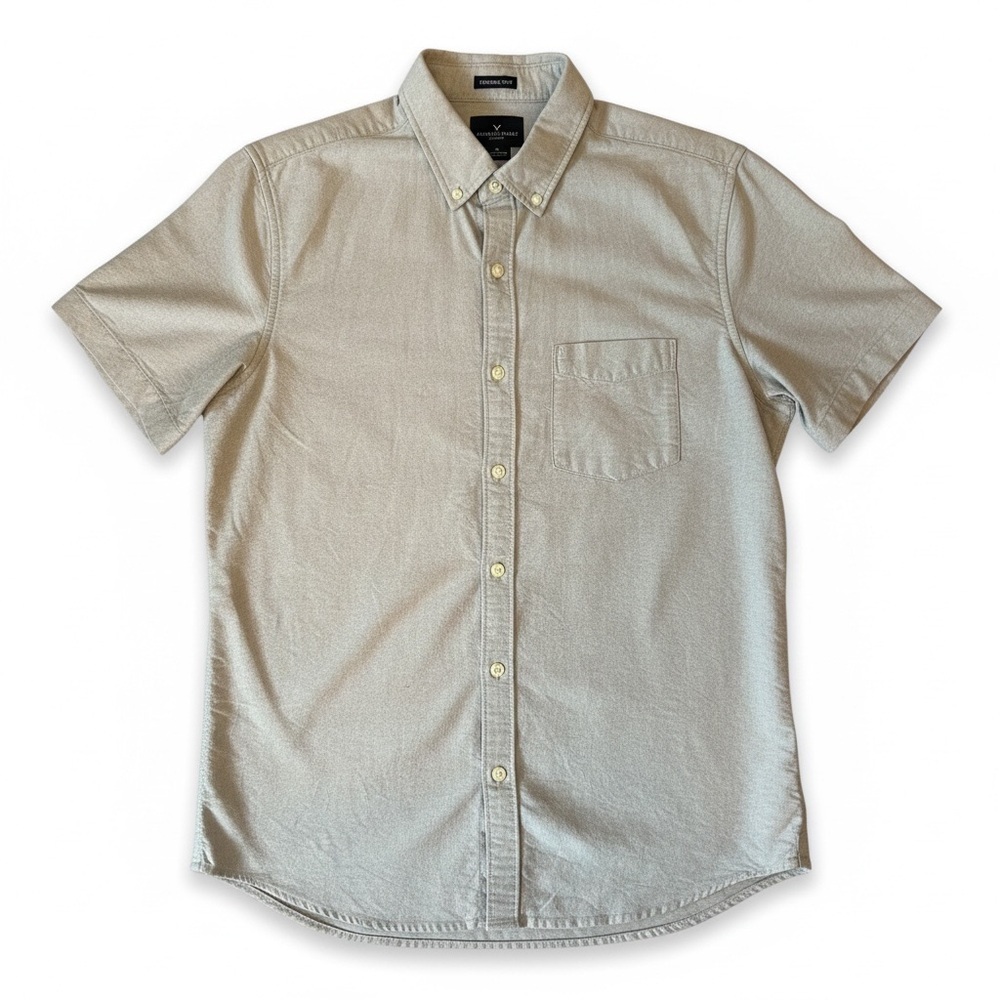 American Eagle Seriously Soft Button Down Shirt Casual Coastal Preppy Blue M